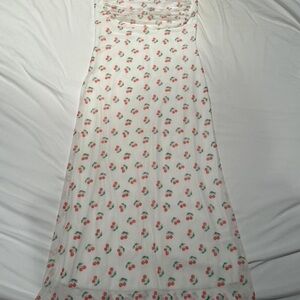See You Monday White Cherry Print Dress